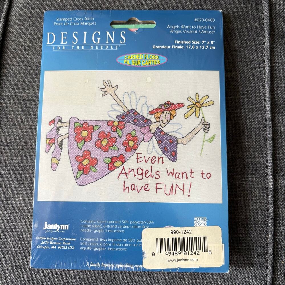 Angels Want to Have Fun Vintage Y2K Counted Cross Stitch Kit by Janlynn - 2006